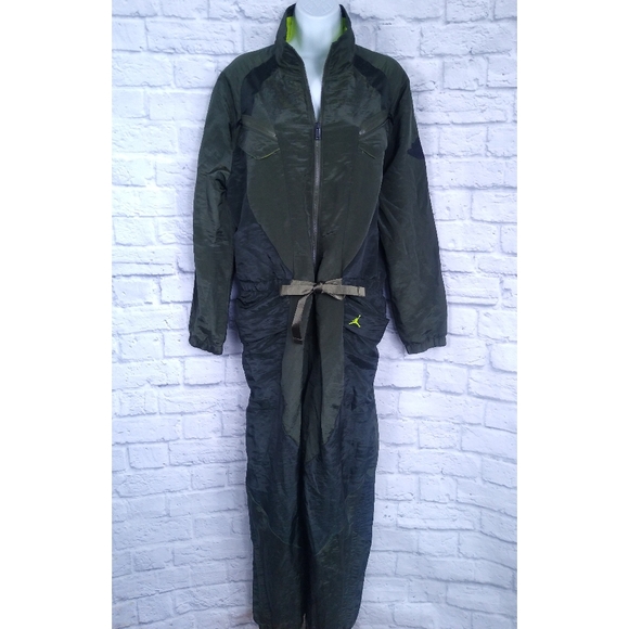 Nike Air Jordan Flight Suit Jump Suit Romper Dark Green Large - Picture 1 of 12